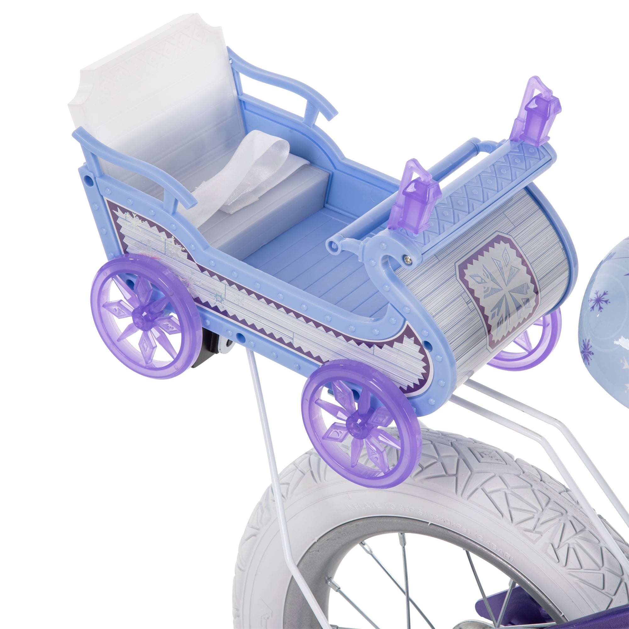 Frozen Bike with Doll Carrier Sleigh for Girl's. 12 In.. White and Purple by Huffy