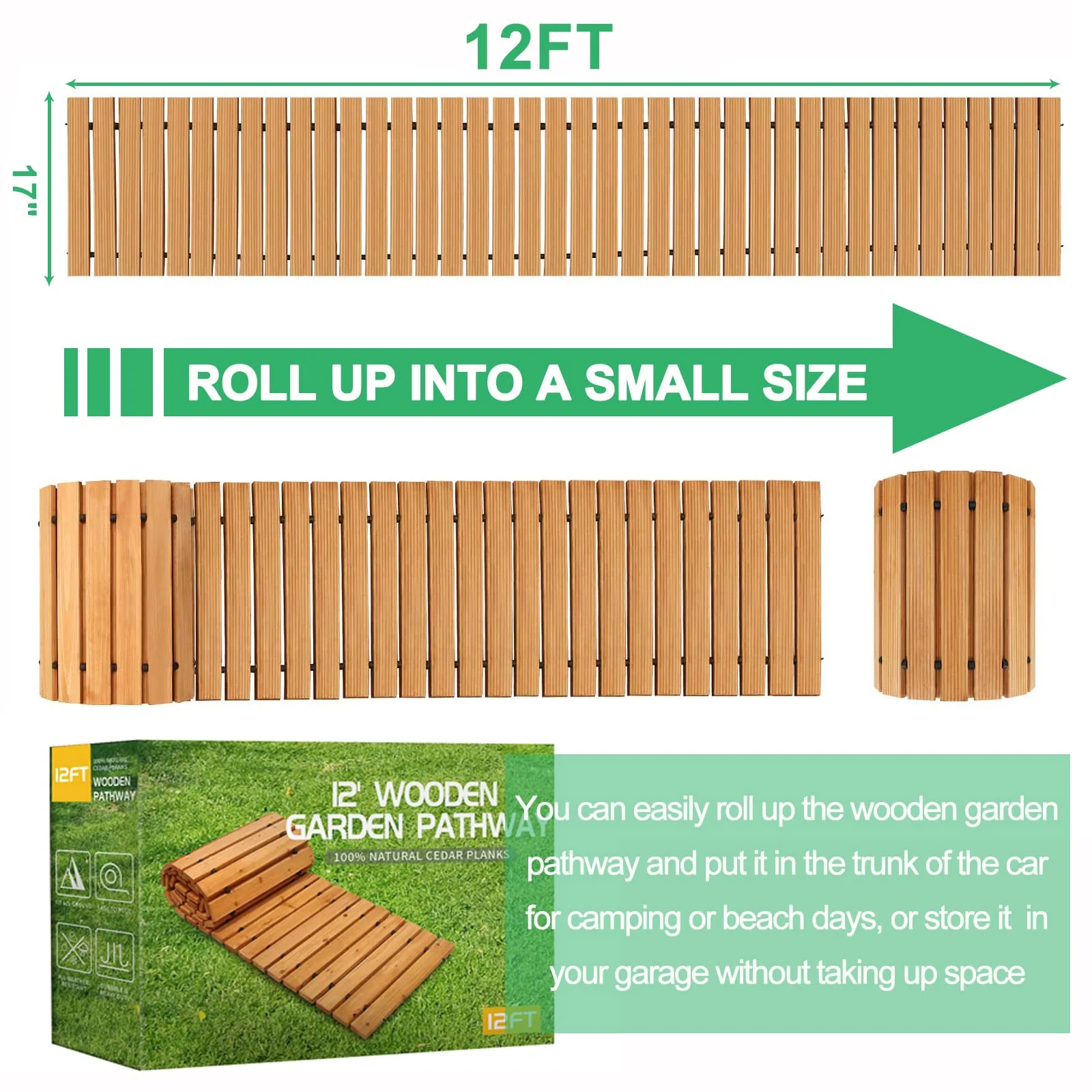 RELIANCER 12' Wooden Garden Pathway