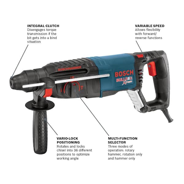 Bulldog Xtreme 8 Amp 1 in. Corded Variable Speed SDS-Plus Concrete/Masonry Rotary Hammer Drill with Carrying Case