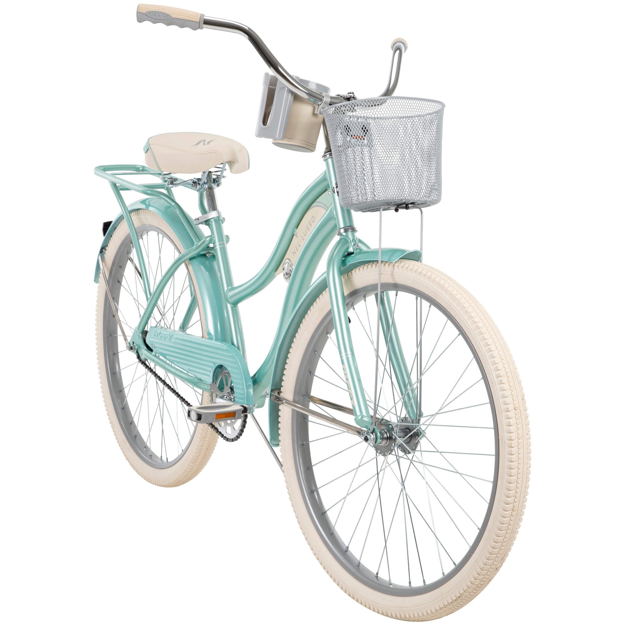 26 In. Nel Lusso Women's Classic Beach Cruiser Bike. Mint Green