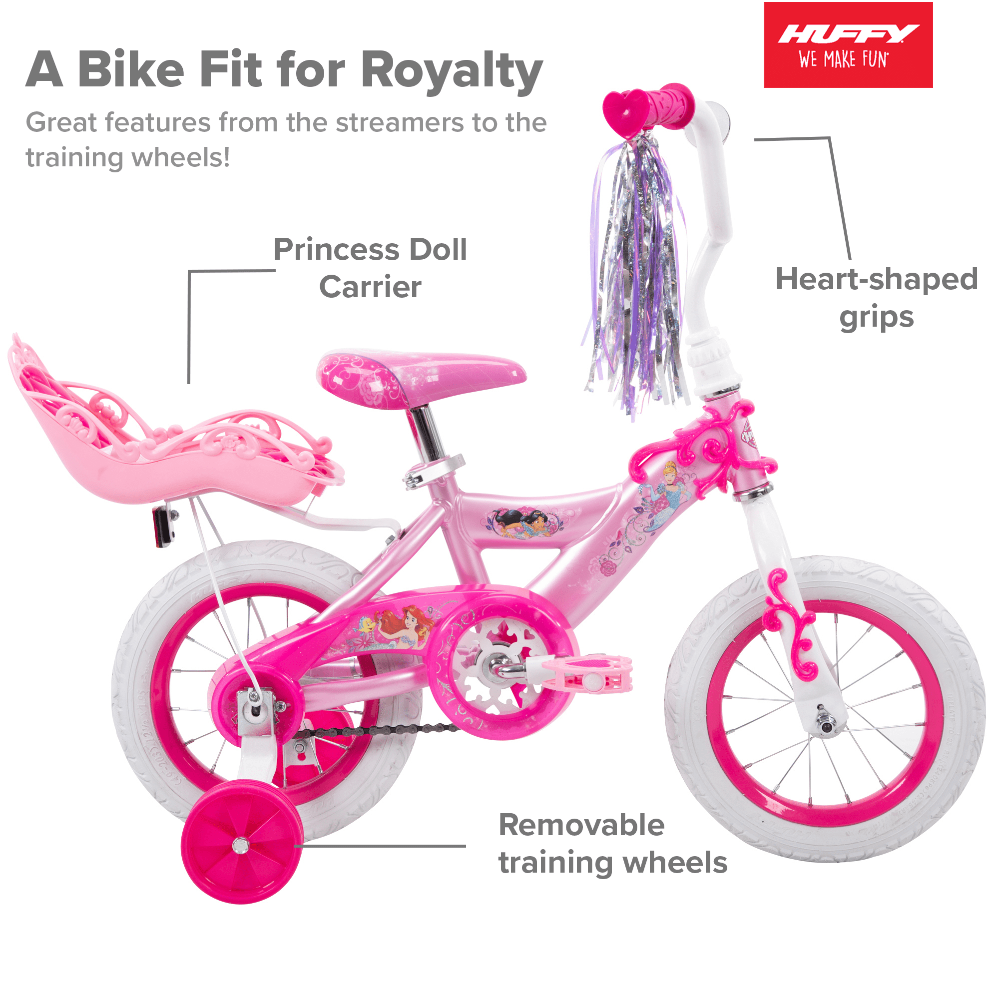 Princess Girls' 12 Bike with Doll Carrier by Huffy