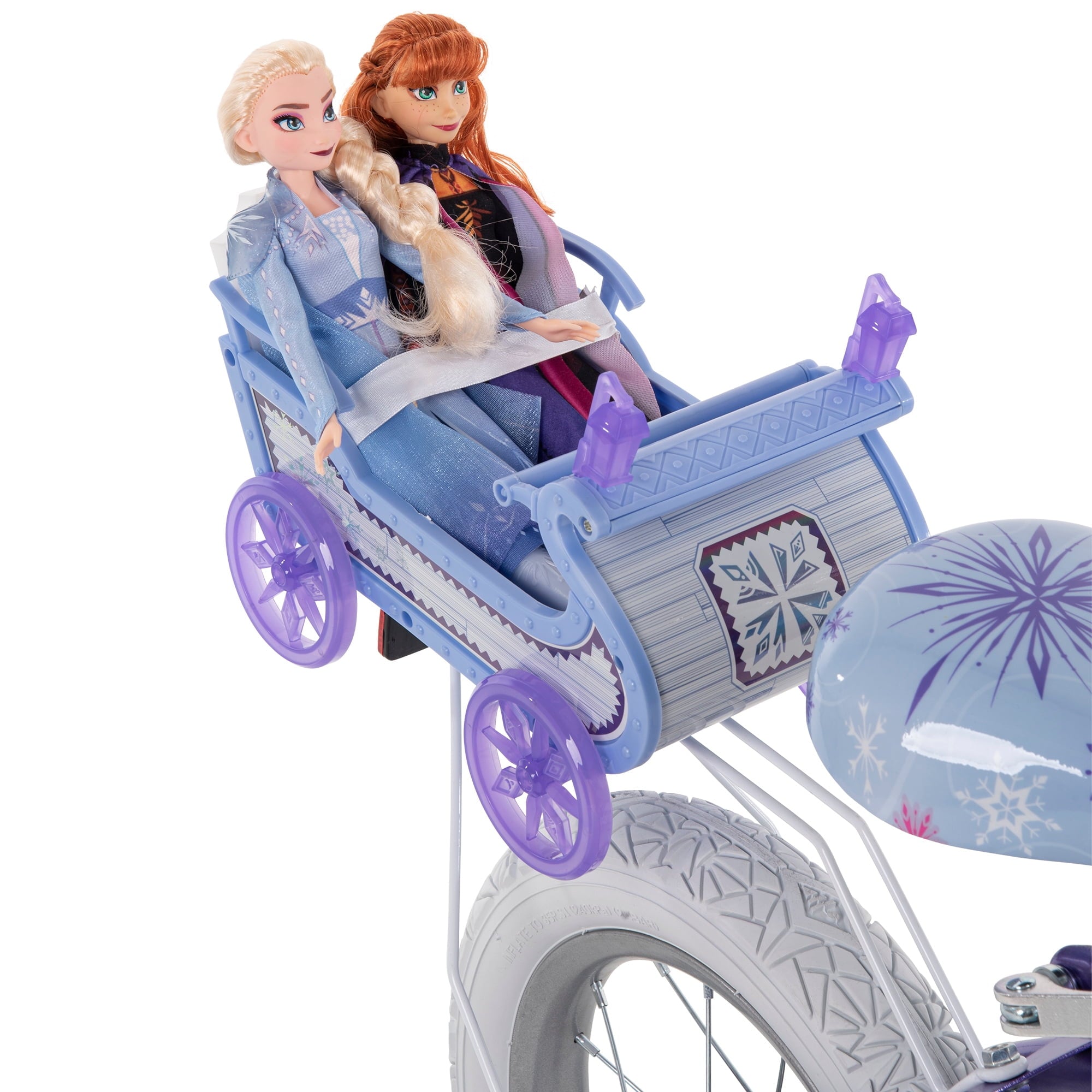 Frozen Bike with Doll Carrier Sleigh for Girl's. 12 In.. White and Purple by Huffy