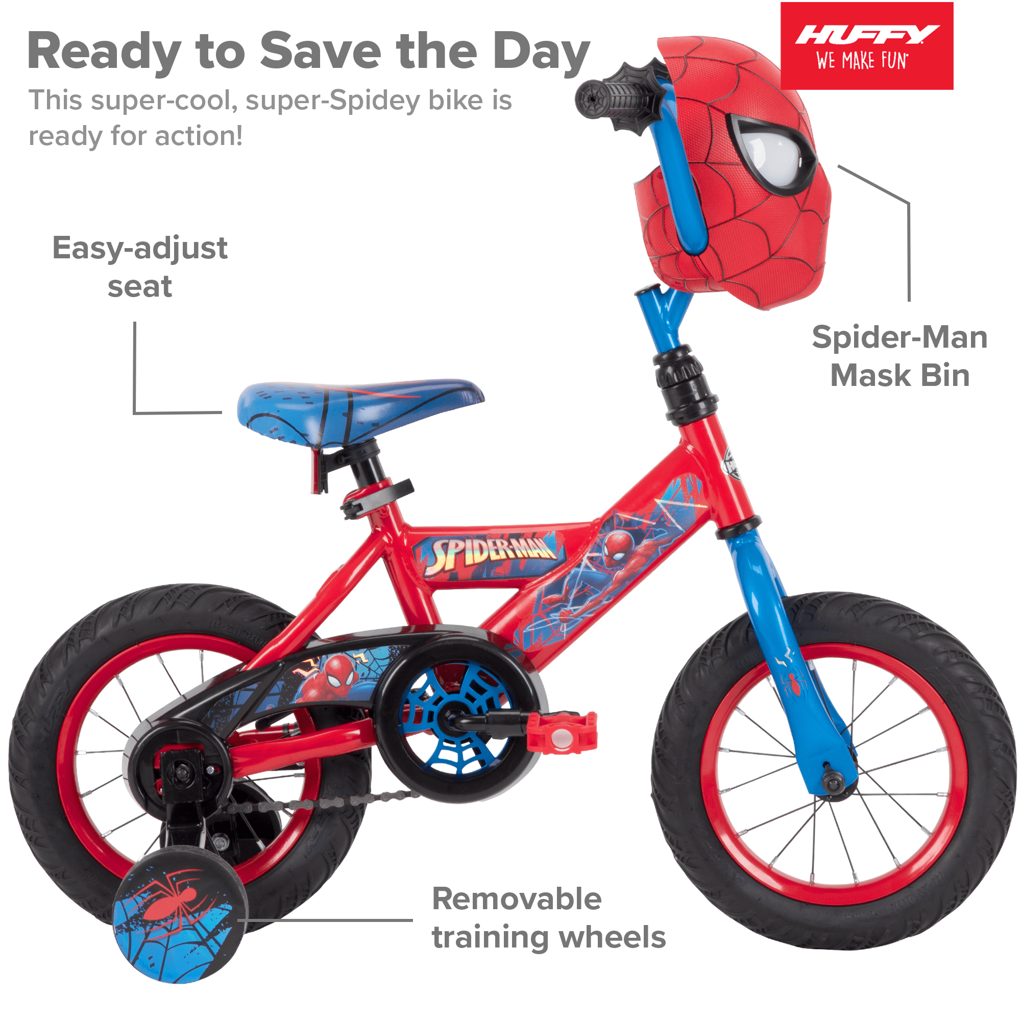 Marvel Spider-Man Bike with Training Wheels. for Boys'. Red by Huffy