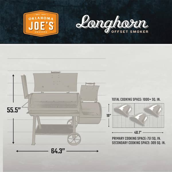 Longhorn Offset Smoker in Black with 1.060 sq. in. Cooking Space
