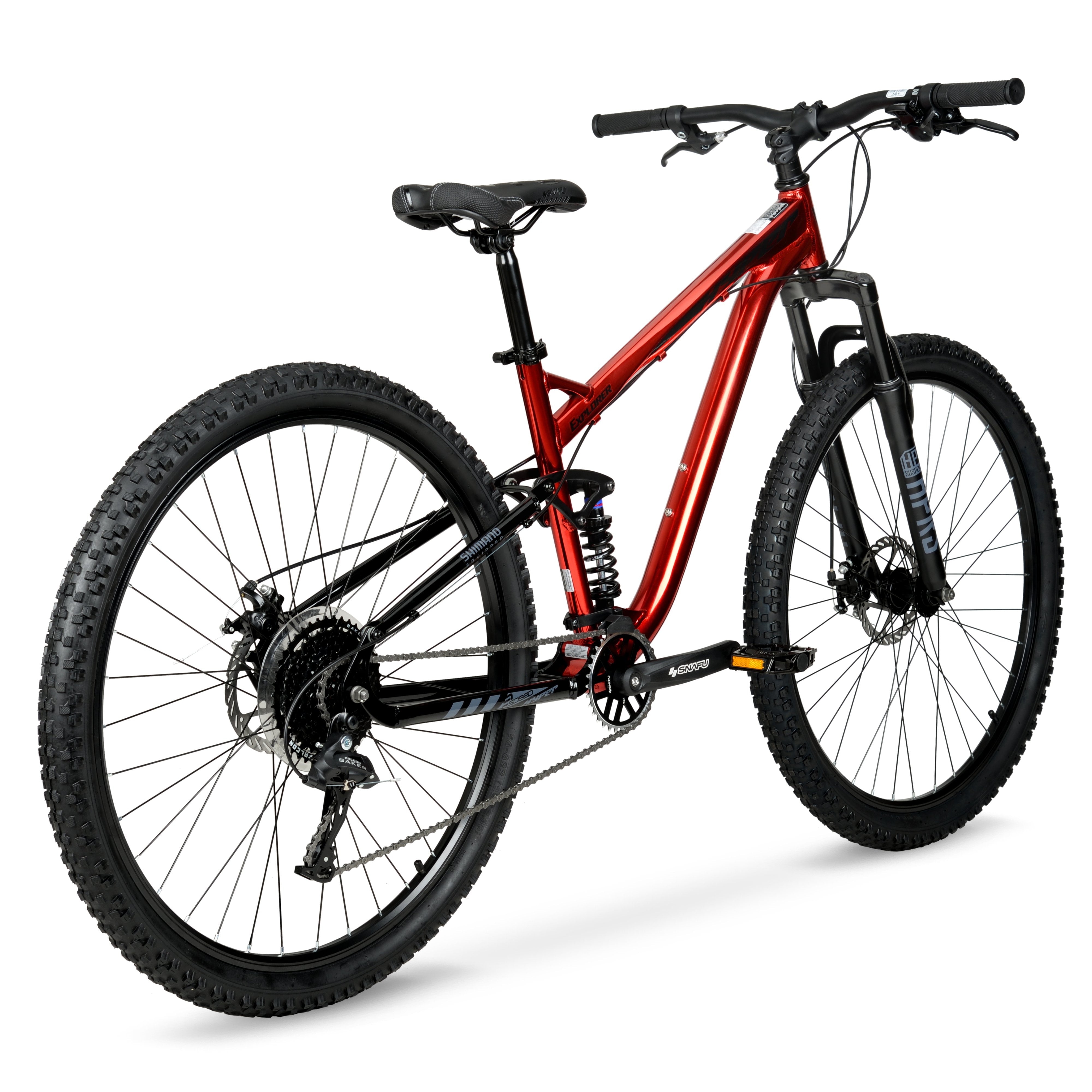 Bicycle Men's 29 In. Explorer Dual Suspension Mountain Bike. Red