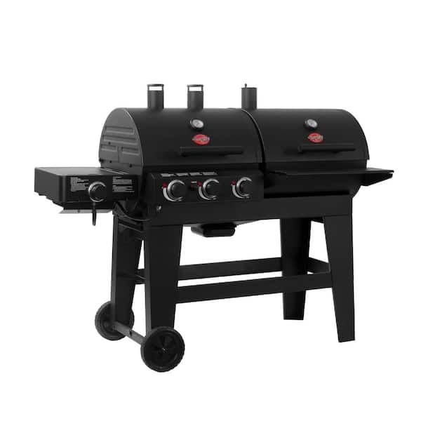 Double Play 1.260 sq.. in. 3-Burner Gas and Charcoal Grill in Black