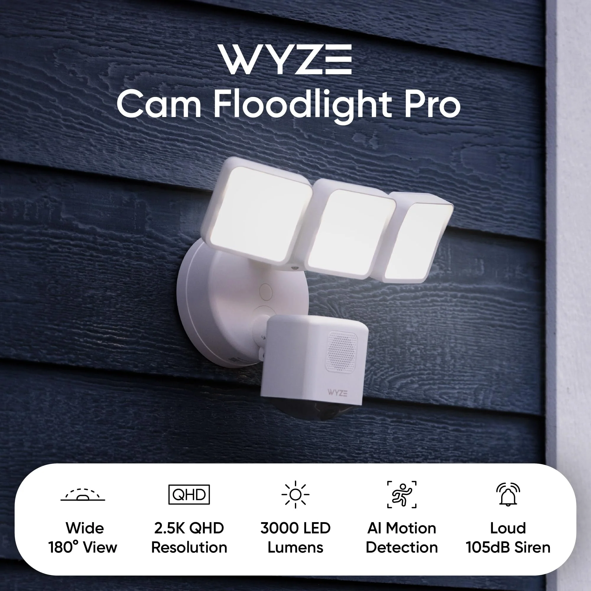 WYZE Wired Floodlight Camera Pro. 180�� Wide View for Home